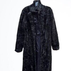 Betsy Johnson Maxi Faux Fur Black Coat S-M